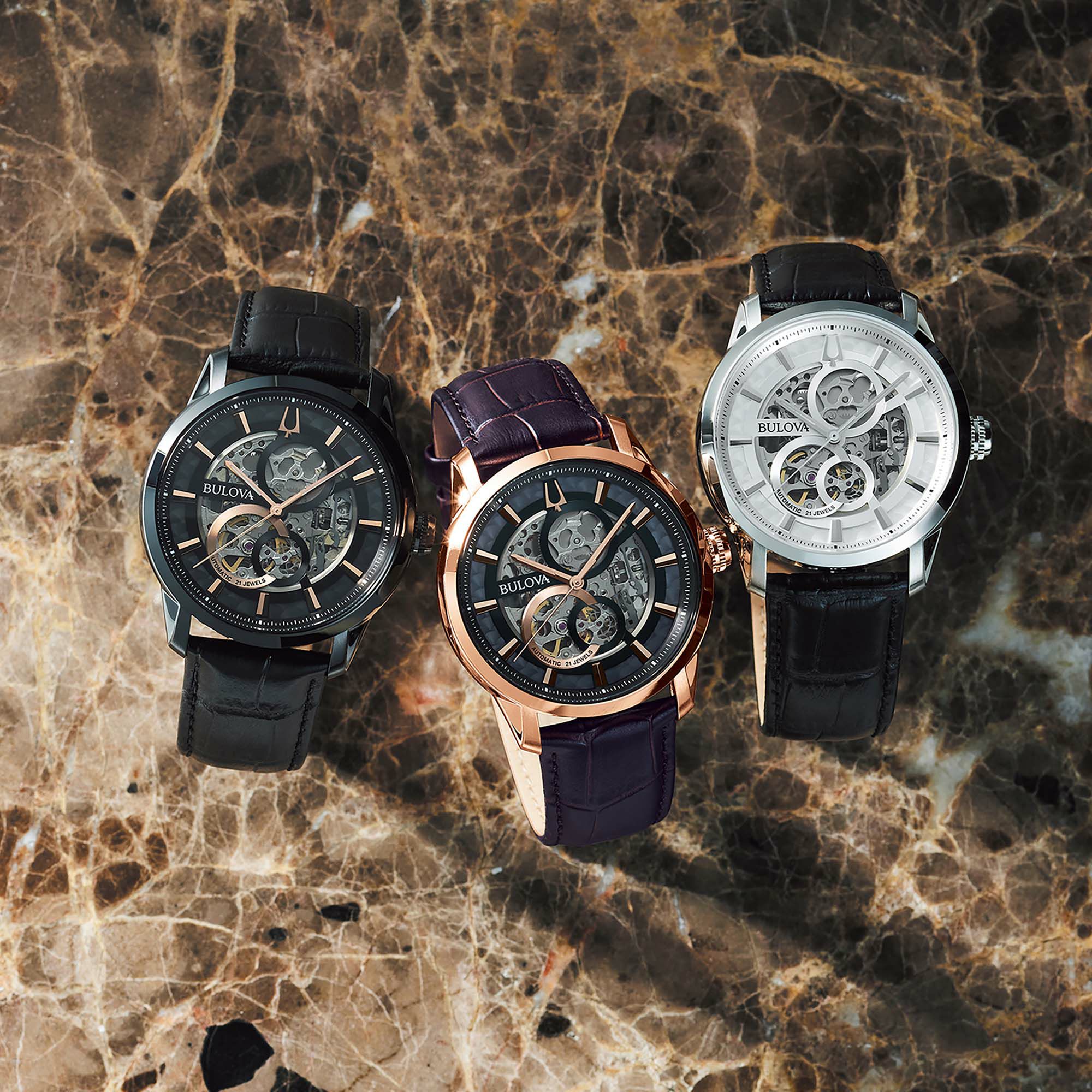 美品】BULOVA ブローバ クラシック メンズ腕時計 臭く 裏蓋スケルトン